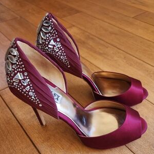 Badgley Mischka Women's Shadow Garnet Red Satin D'Orsay 8 M